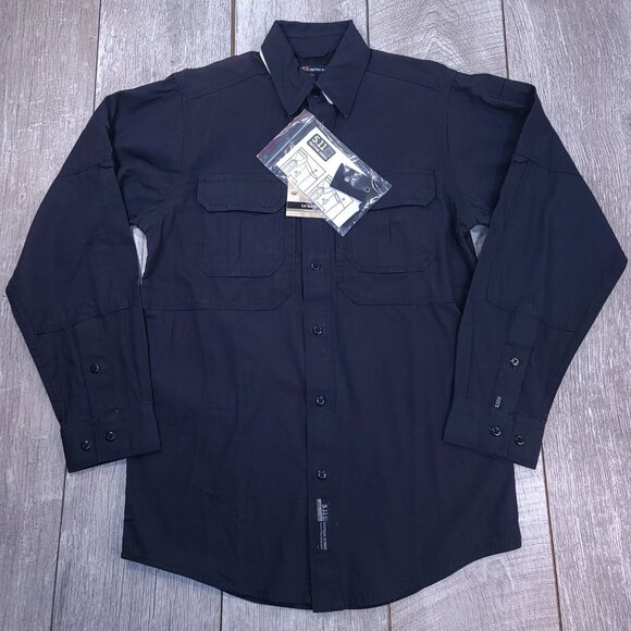 5.11 Tactical Shirt Mens XS Fire Blue Cotton Long Sleeve Pocket Vented Top - Picture 2 of 7